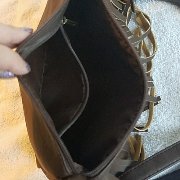 Brown fringe handbag shoulder crossbody purse bag - Picture 7 of 8